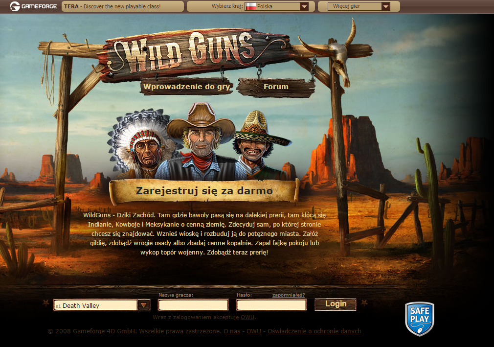 Wild Guns - gra Dziki Zachód -  Kowboje i Indianie