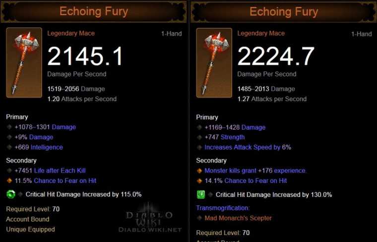Echoing Fury Diablo III tierlist broni