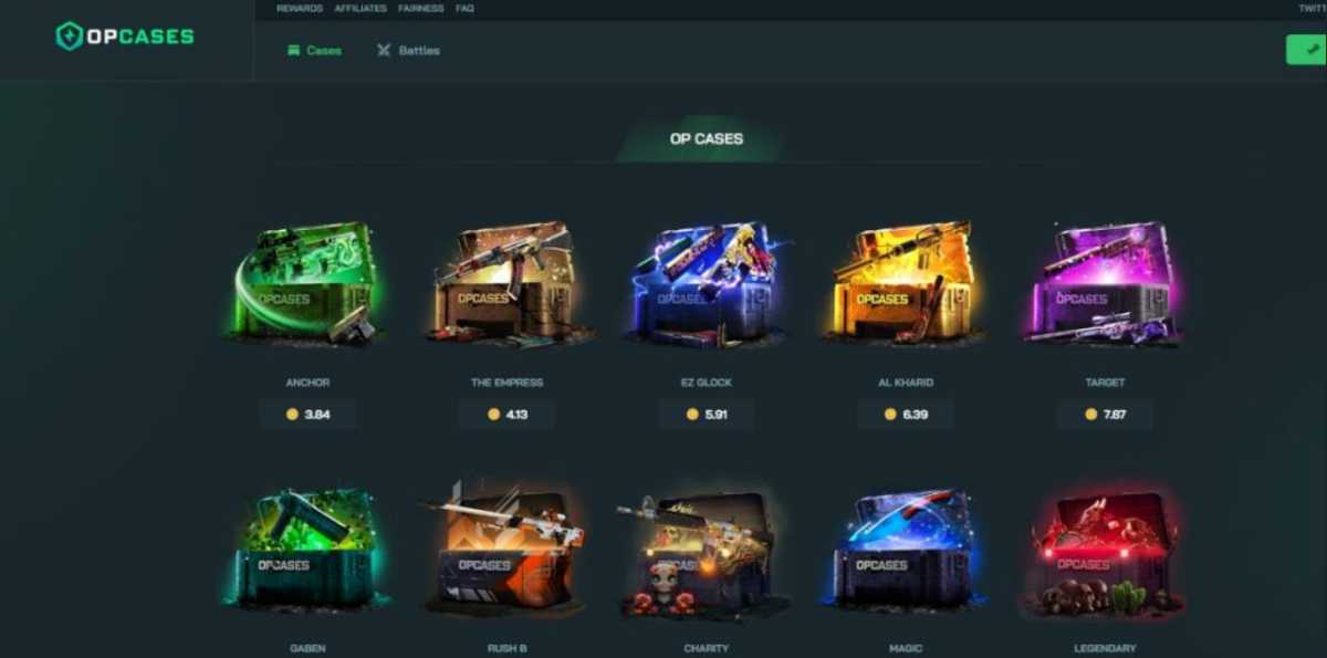 CS2CASE skórki AWP loot boxy noże