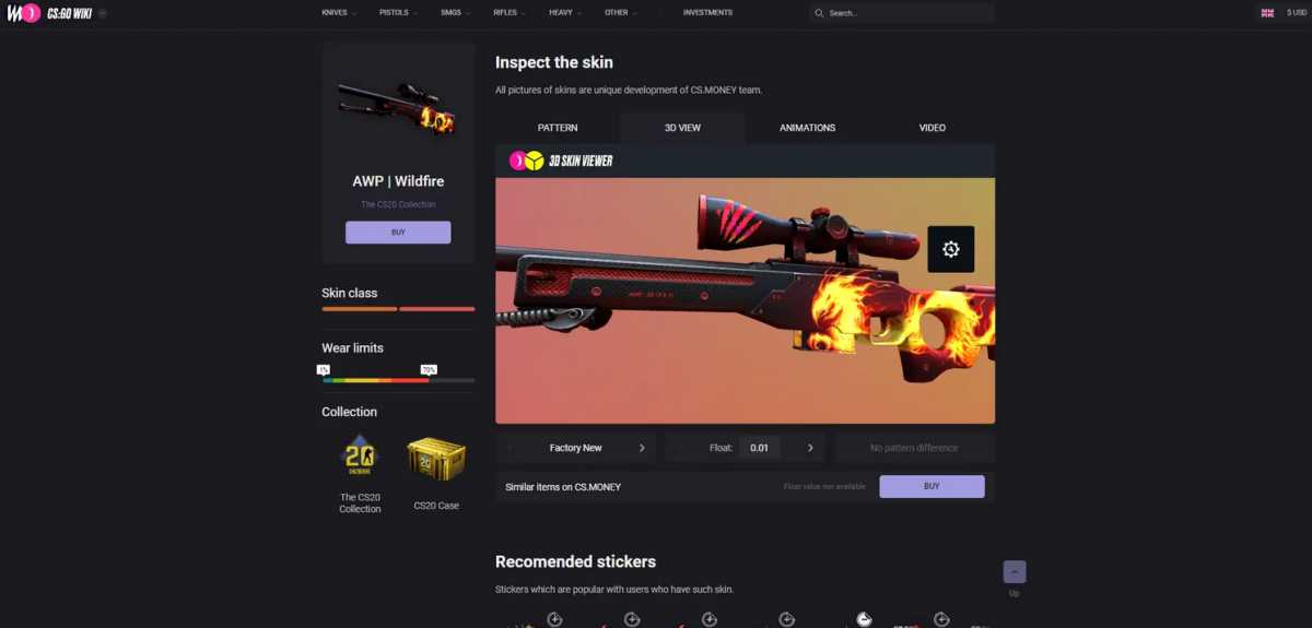 CS.Money rzadkie skiny AWP noże