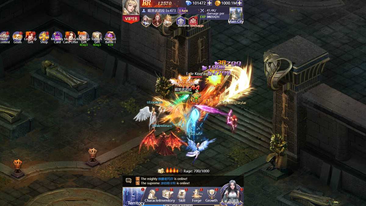 League of Angels Pact idle game fantasy MMORPG na telefon