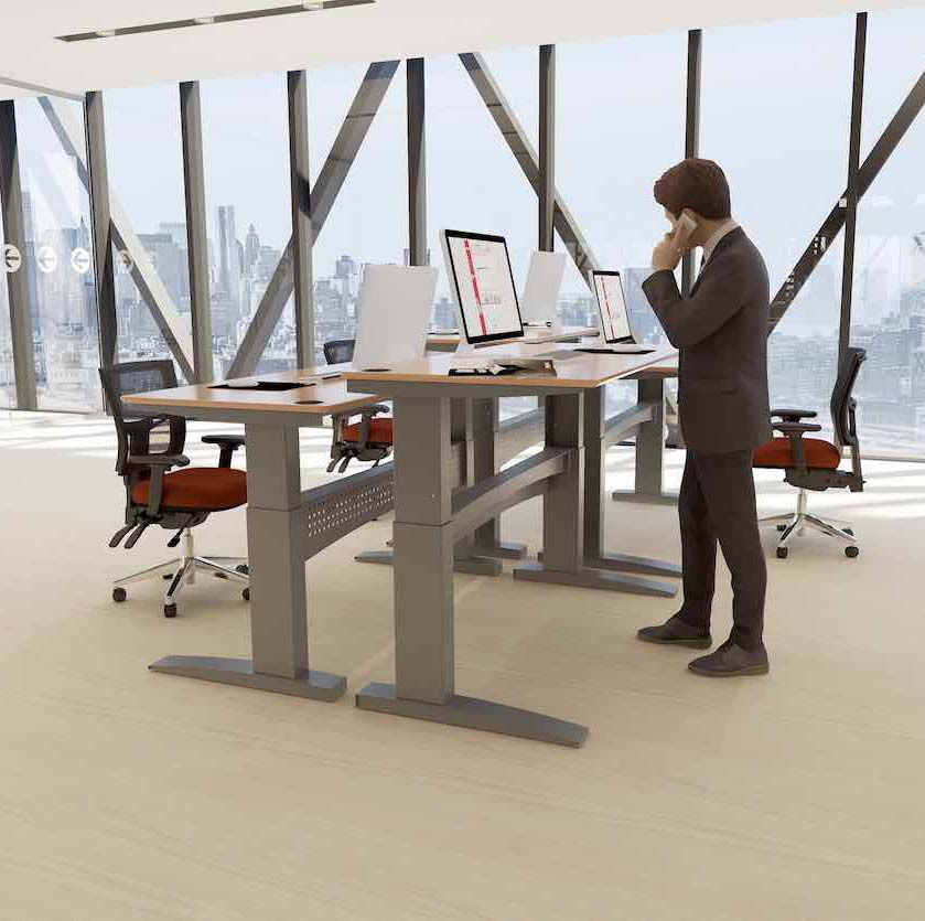biurko regulowane, fotele ergonomiczne